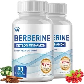 ملحق البربريين 1500mg - Berberine HCL 97 ٪ نقاء مع مكملات Ceylon Cinnamon Complest
