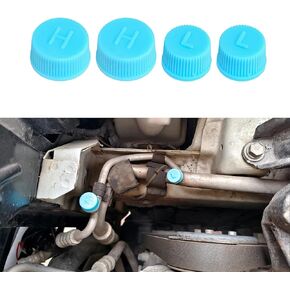 Replacement Valve Cap for Car Air Conditioning, Refrigerant Cap, R134a AC System Charging Port Caps (High and Low Pressure) Valves, Vehicle Air Conditioning Seal Accessories for Cars (4PCS)