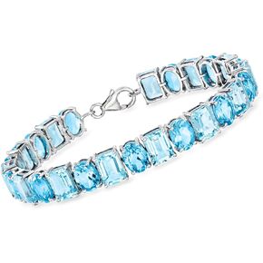 Ross-Simons 45.00 ct. t.w. Swiss and Sky Blue Topaz Bracelet in Sterling Silver
