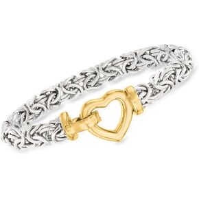 Ross-Simons Two-Tone Sterling Silver Byzantine Heart Bracelet