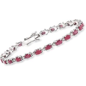 Ross-Simons 8.40 CT. T.W. سوار روبي مع الماس في الفضة الاسترليني