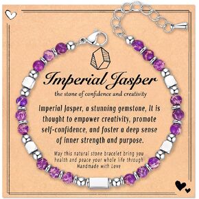 Healing Natural Stone Bracelets for Women, Unique Gift Ideas with Inspirational Card for Birthday Mother Day Graduation