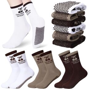 9 Pairs Coquette Bow Pilates Socks with Grips for Women Cute Yoga Barre Ballet Barefoot Workout Gym Athletic Socks