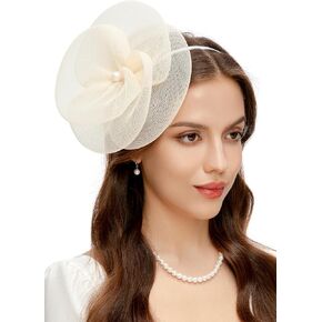 BABEYOND Fascinators Hats for Women - Tea Party Kentucky Hat Derby Headband Elegant Wedding Party Bride Hat with Hair Clip