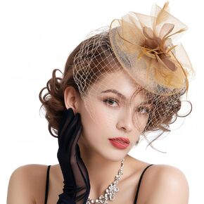 Fascinators Hats for Women Flower Mesh Ribbons Feathers on a Headband and a Clip Tea Party Headwear for Women
