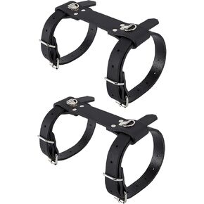 Dream Apparel Blanket Straps for Carrying, Adjustable Leather Carry Straps Motorcycle Bed Roll Picnic Bedroll Carrier, Black