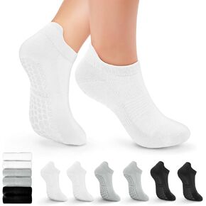 4/6 Pairs Pilates Yoga Socks for Women | Non Slip Grip Socks | Athletic Barre Workout