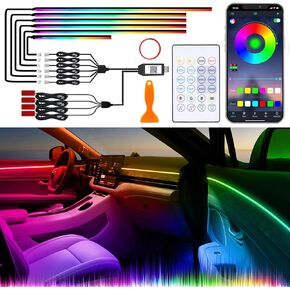 أضواء السيارة الداخلية الأكريليك مع تطبيق/التحكم عن بُعد/عن بُعد/زر ، 10 في 1 DreamColor USB Car Ambient Lighting Kit 16 مليون ملحقات Neon Strip لشاحنة المركبات داخل الزخارف