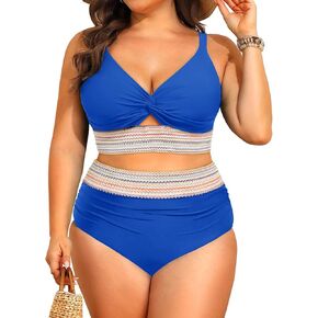 Daci Plus Size Two Piece Swimsuits - High Waisted Bikini for Women Tummy Control Bathing Suits Knot Twist Swimwear 2025