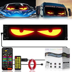 عيون الشيطان للسيارة - مصباح العين المرن LED لزجاجات الشاحنات ، DIY مخصصة ديناميكية LED مصباح العين الكبيرة لنافذة السيارة ، وتطبيق الدعم والتحكم عن بعد ، ومزودة بواجهة USB -C