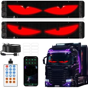 2PCS Devil Eyes Light ، شاشة مرنة DIY مخصصة للزجاج الأمامي ، 4.72 * 23.68 بوصة LED للسيارات والشاحنة ، ملحقات السيارات المضحكة
