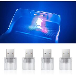4PCS USB LED Car Interior Atmosphere Lamp, Mini LED Decoration Night Light, Plug-in USB Interface Ambient Lighting Kit, Universal Portable Vehicle Atmosphere Light for Trunk Bedroom (Color Gradient)