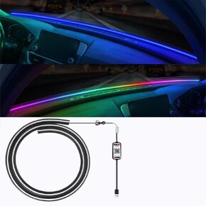 أضواء الشريط LED للسيارات الداخلية ، مجموعة الإضاءة المحيطة RGB ، 16 مليون لون ضوء النيون مع التطبيق الذكي والتحكم اللاسلكي عن بُعد ، مزامنة الموسيقى متعددة الألوان ووضع DIY ، منفذ DC 5V USB