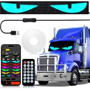 52.4" Heavy-Duty Truck LED Devil's Eye Light Bar - Professional Grade Programmable Dynamic Lighting System with Dual Bluetooth APP & Remote Control - for Semi-Truck/Windshield Modification