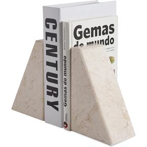 Marble Bookend for Heavy Books, Decorative Bookends for Shelves, Durable and Heavy-Duty Book End for Hardback Book & CDS, Unique Stopper & Holder, Mexico Onyx, Set of 2