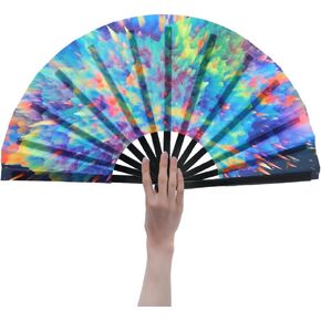 Heytoo Women/Men Large UV Glow Rave Handheld Fan لـ Drag Queen Cosplay Edm Club Party Music Festival Dance Dance Dance Lepoard in Kuwait