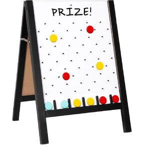 Ilyapa Extra Large Prize Drop Board Game - 28x57 Inch Portable Penny Drop Game for Events, Trade Show & Carnival - Includes 20 Coin Discs, Double Sided Wooden A-Frame Chalkboard Sign, Eraser