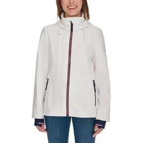 Tommy Hilfiger Women’s Lightweight Stand Collar Windbreaker (White,Small)