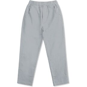 CUNYI Boys Linen Pants Lightweight Breathable Beach Pants Pull-on Casual Outfits with Elastic Waist
