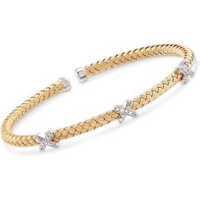 تشارلز غارنييه "باسانو" .25 ط م. T.W. CZ X Station Cuff Bracelet في الفضة الاسترليني 2 نغمة. 7 بوصات