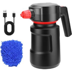Electric Foam Sprayer - 2L Car Wash Sprayer with USB Rechargeable Battery, Cordless, Portable, Black
