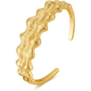 Wide Gold Cuff Bracelets for Women Boho Vintage Statement Starfish Open Bangle Bracelet Irregular Summer Beach Shell Sea Coral Bracelets