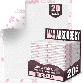 MKISS BESENTINCENTERSEDS ، 36 "× 44" ، 20 منصات السرير التي يمكن التخلص منها للتمثيل ، منصات مقاومة للدموع للبالغين ، الأطفال ، كبار السن والرعاية المنزلية
