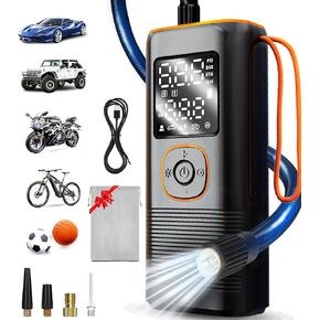 تضخيم إطارات محمولة للسيارة ، مضخة هواء 160psi لإطارات السيارات ، ضاغط الهواء المحمول مع مقياس ضغط الإطارات ، مضخة هواء إطارات السيارات المحمولة مع LED لدراجة دراجة نارية السيارة