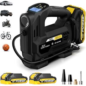 Tire Inflator Portable Air Compressor, 20V Cordless Car Tire Pump with LED Light&Gauge, 150PSI Automotive Car Accessories Kit for Car, Motorcycle, Bicycle Tires and Air Mattresses
