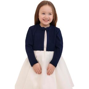 Lilax Little Girls' Knit Long Sleeve Bowknot Closure Bolero Cardigan
