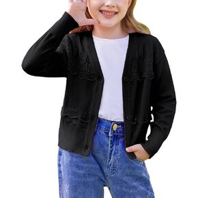 GRACE KARIN Girls V-Neck Cardigan Button Up Knit Uniform Sweaters Size 5-12