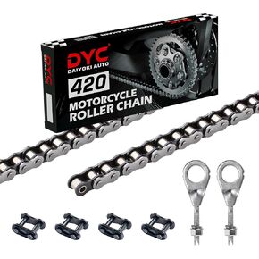 DYC 420 Mini Bike Chain Kit - سلسلة أسطوانة 42 وخلفية 90 مع ضابط لـ CT200U/CT200U -EX/BT200X ، Baja Warrior MB200/MB165 ، Massimo ، Predator 212 192cc/200cc 6.5hp (ATV/Dibt)