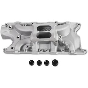 8124 7121 Low Rise Intake Manifold Aluminum Dual Plane Compatible with Ford Small Block Windsor 1962-2001 SBF 260 289 302W V8 RPM Idle-6,500 Silver