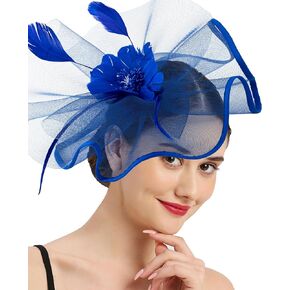 حزب الشاي قبعات fascinator للسيدات 50s زهور ريش أزياء رأس الديربي القبعات لحفل كوكتيل حفل الزفاف