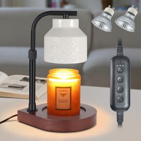 Dimmable Candle Warmer Lamp with Timer Electric Ceramic Wax Melt Warmer for Jar Scented Candles Adjustable Height Mothers Day Birthday Gifts for Women Mom Grandma Home Offices Decor Light(White)