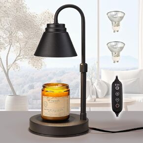 مصباح شمعة دافئ - توقيت و dimmer ث/ مصابيح 2 ، ارتفاع شمعة قابلة للتعديل دافئ لغرفة النوم ، ديكور المنزل ، الأسود