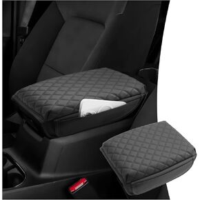 Center Console Cover for Chevrolet Colorado 2023 2024 2025, GMC Canyon 2023 2024 2025, Armrest Cover Arm Rest Box Protector, for Colorado/Canyon Accessories Thickened Plaid Black Line 2 Side Pocket