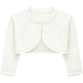 Lilax Girls' Long Sleeve Cardigan Knit Button Closure Bolero Shrug
