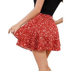 Bridesmay Flowy Shorts for Women Summer Ruffle Mini Skirt Boho Floral Skorts for Casual, Running and Tennis