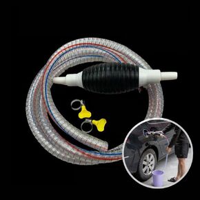 Multifunction Siphon Hand Pump, High Flow Siphon Hand Pump Portable Manual Fuel Transfer Pump for Gas Gasoline Petrol Diesel Oil Liquid Water Fish Tank with 2M Syphon Steel Hose