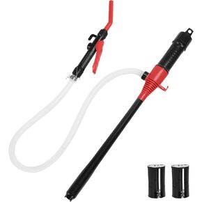 Portable Power Battery Pump with Clip, Electric Fuel Transfer Pump Handheld Water Transfer Pump,2.2 Gallons per Min, Siphon Pump for Fuel Water Gas Fish Tank(Red)