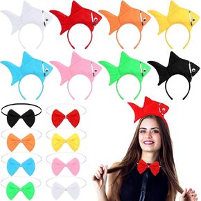 Crowye 16 Pcs Goldfish Cosplay Costume Including Bow Tie and Goldfish Headband, Sea Animal Costume Props Hairband Women's Carnival Accessories for Halloween World Book Day Birthday Supplies, 8 Colors