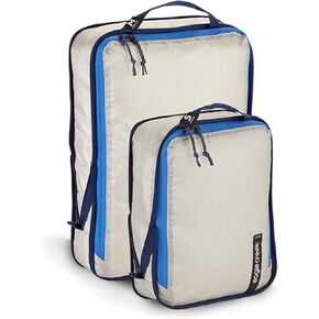 Eagle Creek Pack-It Isolate Compression Packing Cubes for Travel Set S/M - 2 Lightweight, Water-Resistant Suitcase Organizer Bags with Compression Zip, Az Blue/Grey