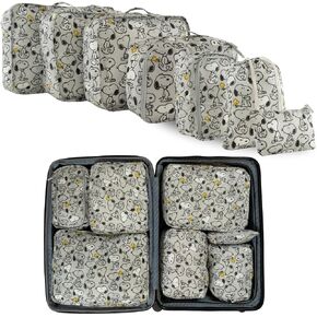 Peanuts Snoopy Beauty 7 Piece Soft Storage Organization Packing Cubes Travel Set (Officially Licensed Product) By Franco Collectibles