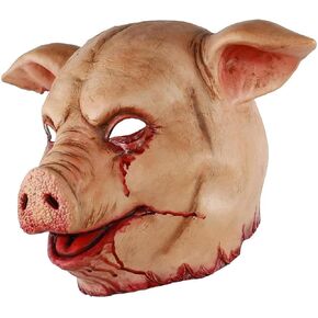 Scary Pig Head Butcher Mask Halloween Costume Cosplay Props Bloody Horror Adult Animal Latex Masks