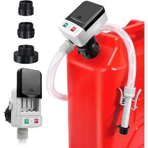 Battery-Powered Fuel Transfer Pump - No Spill Portable Siphon with 3 Adapters & Auto Shut-Off for Gas/Diesel/Kerosene/Water (3.2 Gallons Per Min,12LPM) (Gray)