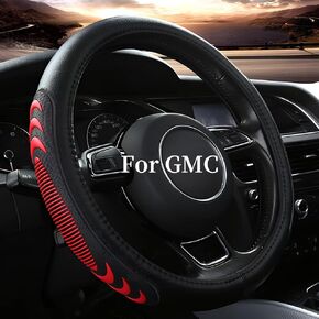غطاء عجلة التوجيه الجلدية لـ GMC Sierra 1500 2500 3500 ، 14.5-15 بوصة غطاء عجلة القيادة مع جسيم تدليك مضاد للانزلاق (أسود)