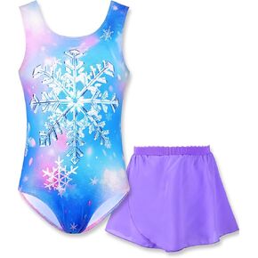 Girls Gymnastics Leotards Sleeveless Tumble Outfit with Removable Skirt Kids Dance Dress Combo in Kuwait