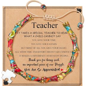 Yiyang Teacher Appreciation Gifts, Bamboo Bracelet for Women Men Boho Healing Jewelry Birthday Retirement Thank You Gifts for Teacher