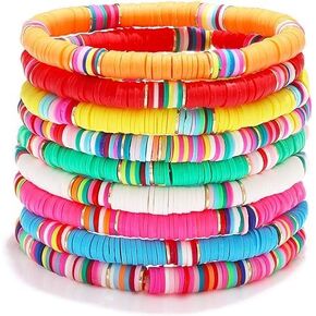 Friendship Bracelets - Beaded Bracelets Set for Teen Women, Stretchable Preppy Bracelets, Stackable & Colorful Bracelets - Ideal Gifts, 4th of July, Halloween, Christmas
